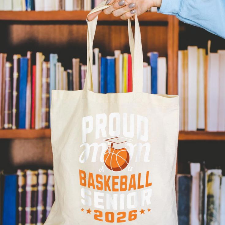 Proud Mom Of Basketball Senior 2026 Graduation Canvas Tote Bag