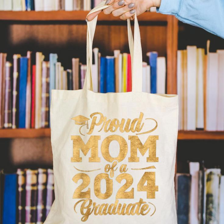 Proud Mom Of a Class Of 2024 Graduate Senior Graduation Canvas Tote Bag