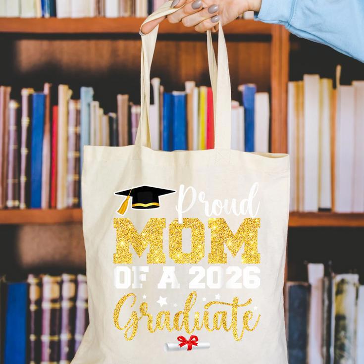 Proud Mom Of A Class Of 2026 Graduate Senior Gold Graduation Canvas Tote Bag