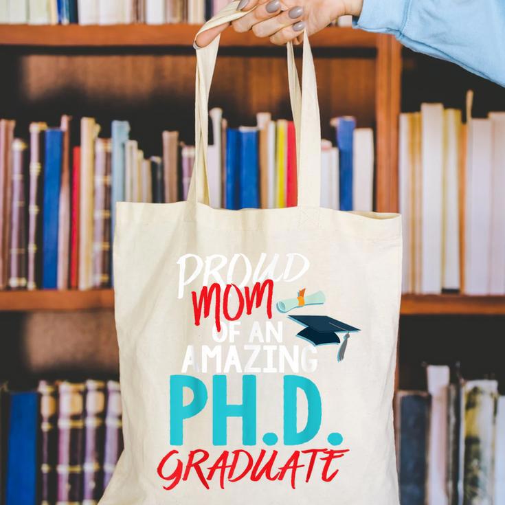 Proud Mom PhD Doctoral Graduation Doctorate Degree Canvas Tote Bag