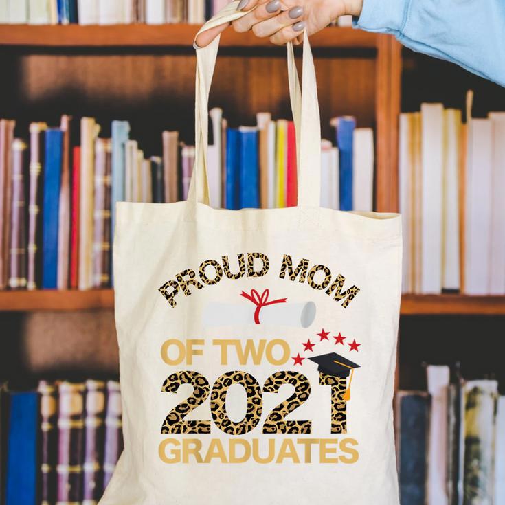 Proud Mom Of Two 2021 Graduates Twin Mama Graduation Leopard Canvas Tote Bag