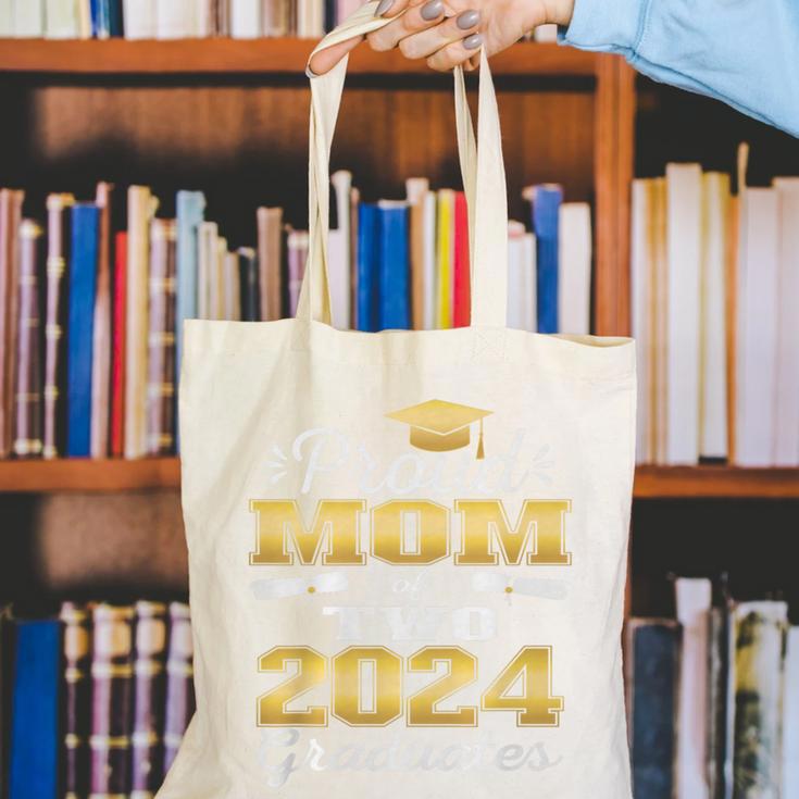 Proud Mom Of Two 2024 Graduate Class 2024 Graduation Family Premium Canvas Tote Bag
