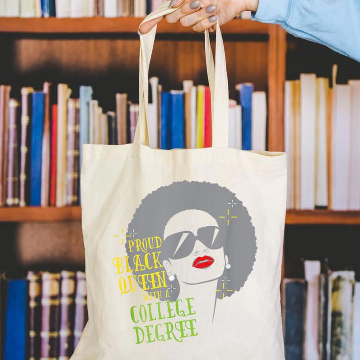 Proud Queen College Graduation Canvas Tote Bag