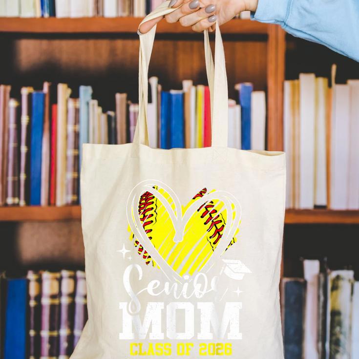 Proud Senior Mom Class Of 2026 Softball Graduation Heart Canvas Tote Bag