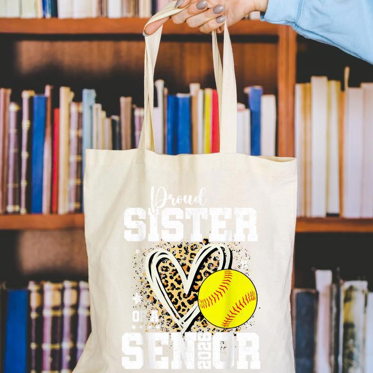 Proud Sister Of A 2026 Senior Softball Graduation Leopard Canvas Tote Bag