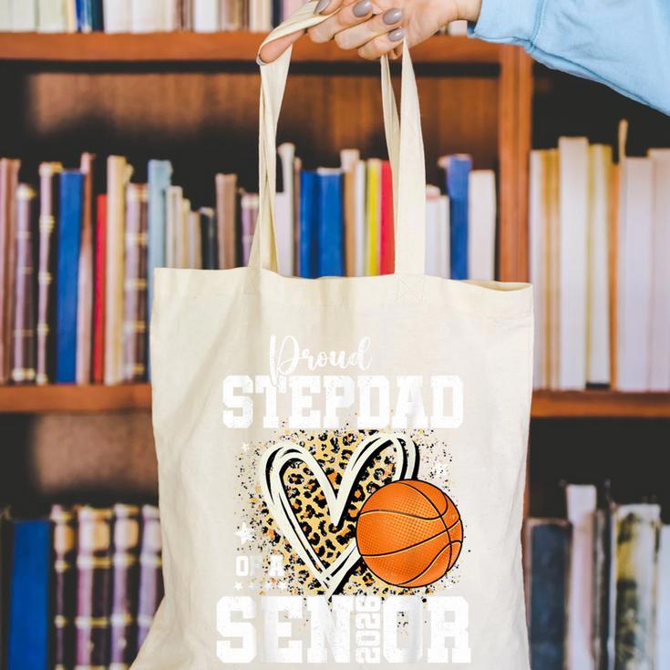 Proud Stepdad Of A 2026 Senior Basketball Graduation Leopard Canvas Tote Bag