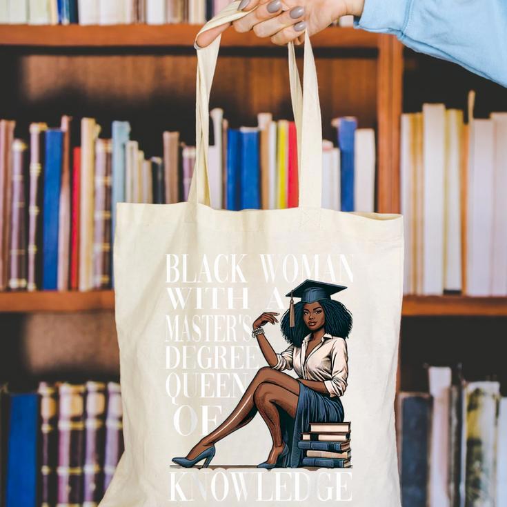 Queen Masters Degree Graduation Educated Melanin Grad Canvas Tote Bag