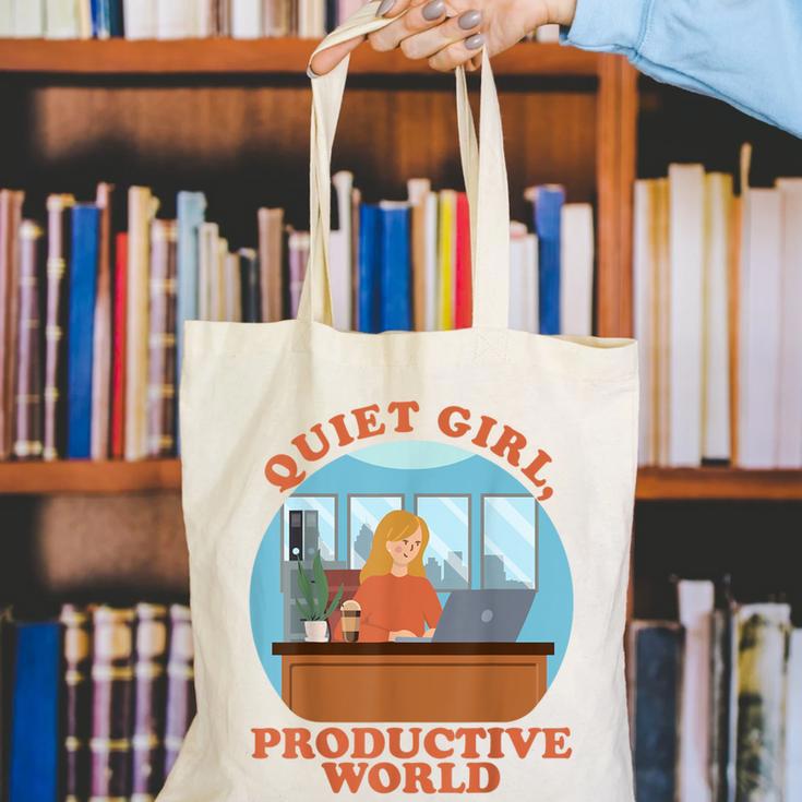 Quiet Girl Productive World Introvert Office Staff Secretary Canvas Tote Bag Quiet Girl Productive World Introvert Office Staff Secretary Canvas Tote Bag