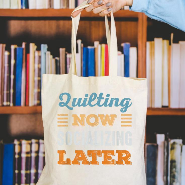 Quilting Now Minimal Socializing Introvert Vintage Canvas Tote Bag Quilting Now Minimal Socializing Introvert Vintage Canvas Tote Bag