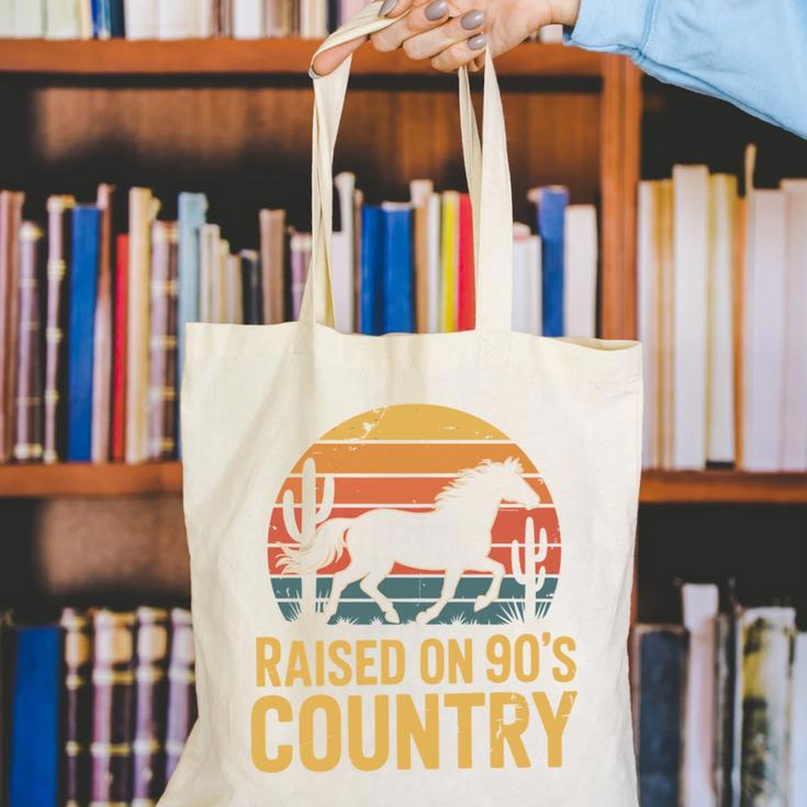 Raised On 90’s Country Horse Retro Nostalgia Western Music Canvas Tote Bag Raised On 90’s Country Horse Retro Nostalgia Western Music Canvas Tote Bag