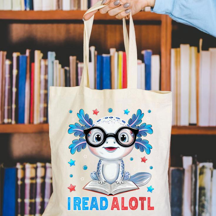 I Read Alotl Cute Axolotl Reading Book Lover Canvas Tote Bag