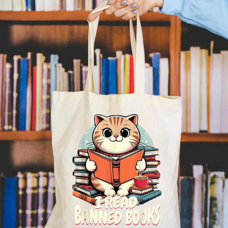I Read Banned Books Shirt Cat Lover Bookworm Reader Men Women Kids Canvas Tote Bag