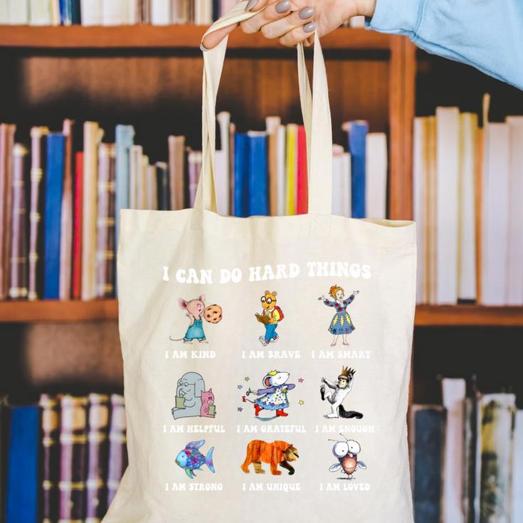 Read Book Characters I Can Do Hard Things Back To School Canvas Tote Bag