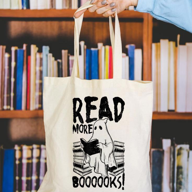 Read More Books Ghost Halloween Reading Teacher Literacy Canvas Tote Bag