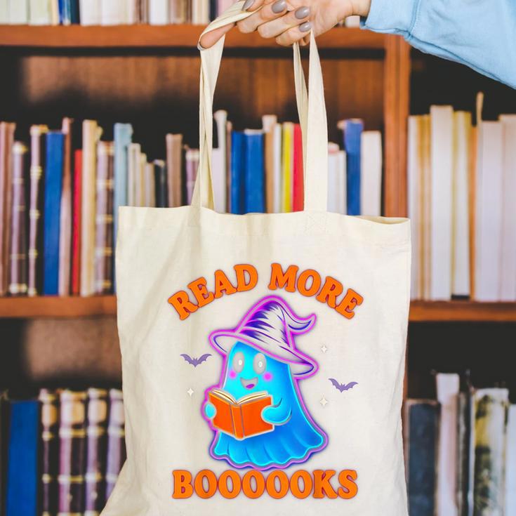Read More Books Halloween Book Cute Ghost Reading Teaching Canvas Tote Bag