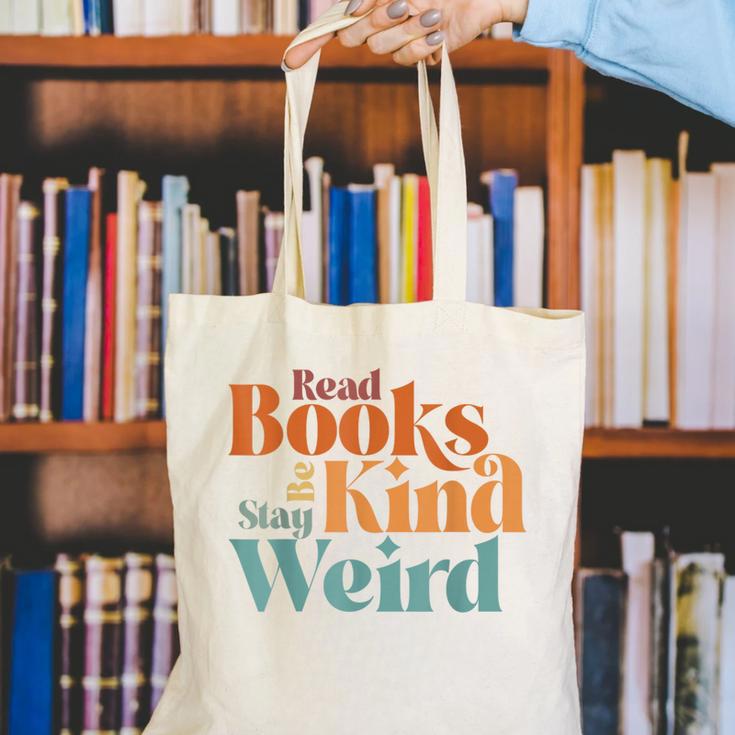 Read Books Be Kind Stay Weird Retro Bookworm Book Lover Canvas Tote Bag Read Books Be Kind Stay Weird Retro Bookworm Book Lover Canvas Tote Bag