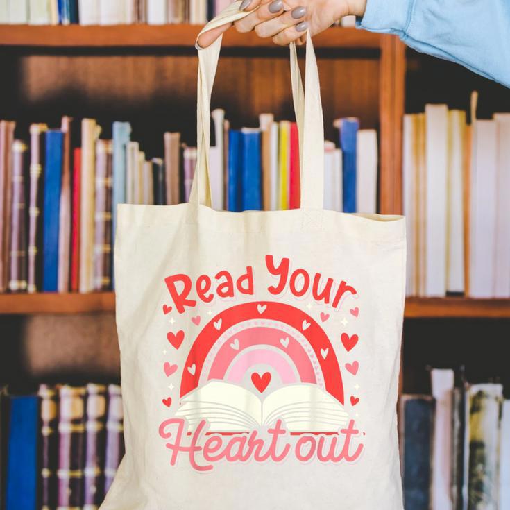 Read Your Heart Out Book Valentines Day Reading Teacher Canvas Tote Bag Read Your Heart Out Book Valentines Day Reading Teacher Canvas Tote Bag
