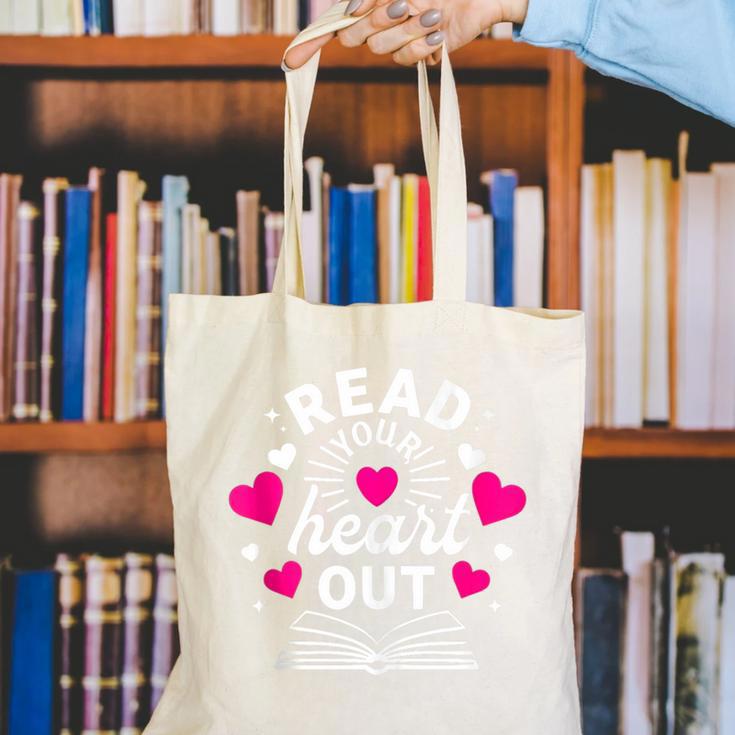 Read Your Heart Out Cute Teacher Women Book Lovers Canvas Tote Bag Read Your Heart Out Cute Teacher Women Book Lovers Canvas Tote Bag