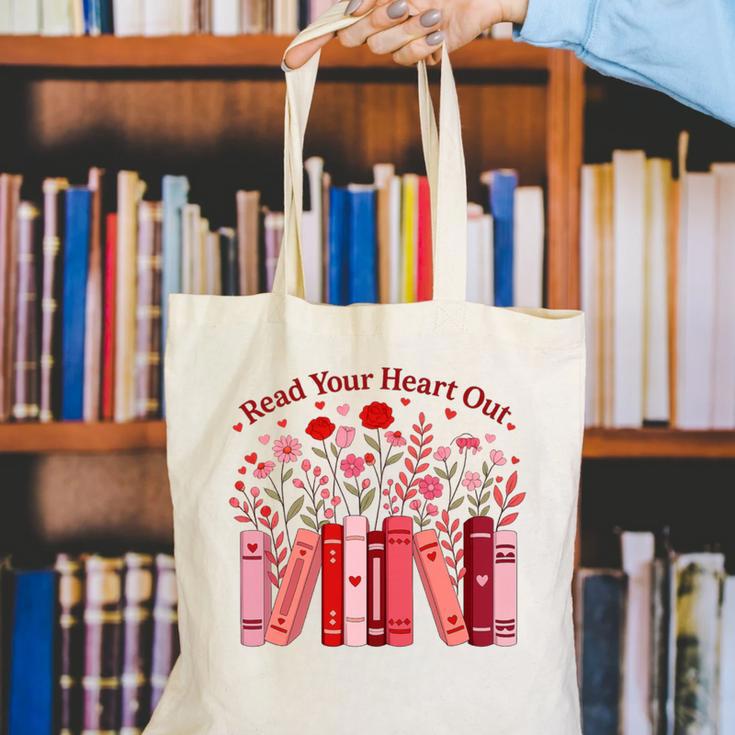 Read Your Heart Out Teacher Valentines Day Reading Book Canvas Tote Bag Read Your Heart Out Teacher Valentines Day Reading Book Canvas Tote Bag