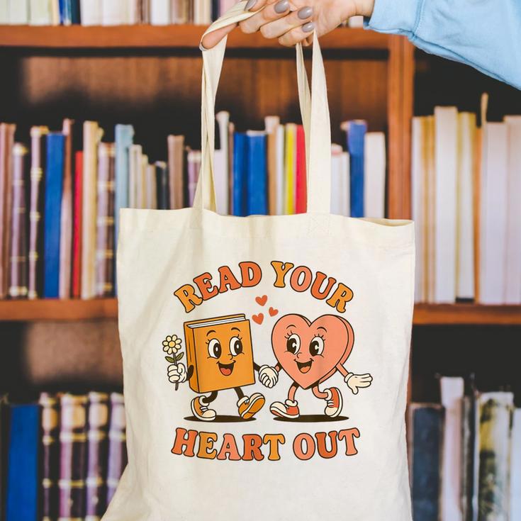 Read Your Heart Out Teacher Valentines Reading Book Love Canvas Tote Bag