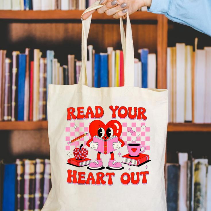 Read Your Heart Out Valentine Reading Book Kid Teacher Canvas Tote Bag