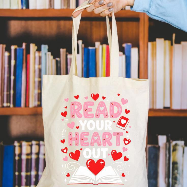 Read Your Heart Out Valentine Reading Book Lover Teacher Premium Tri-Blend Canvas Tote Bag
