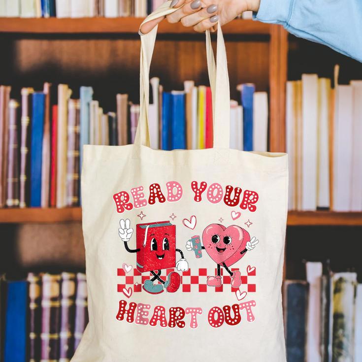 Read Your Heart Out Valentine Teacher Book Lover Canvas Tote Bag