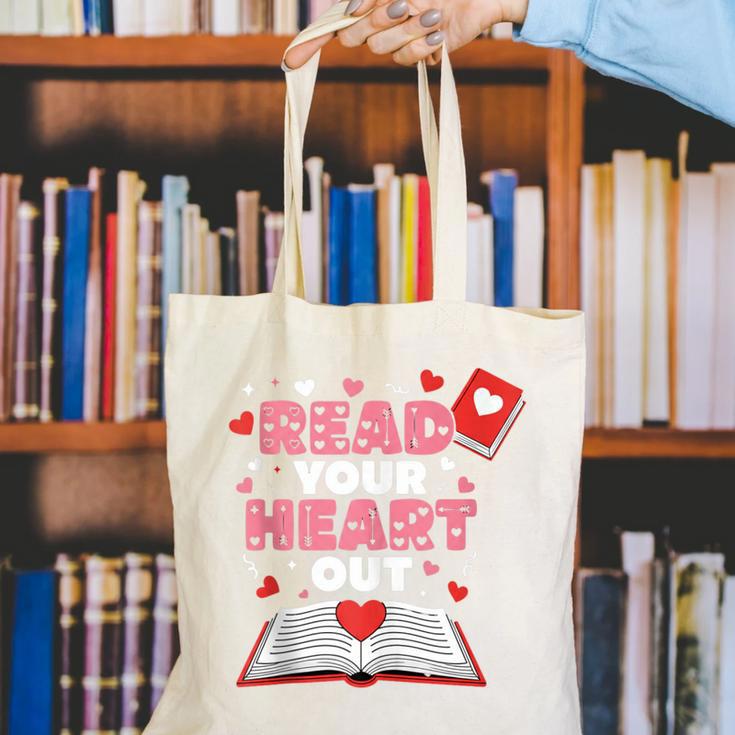 Read Your Heart Out Valentines Day Reading Book Kids Teacher Canvas Tote Bag
