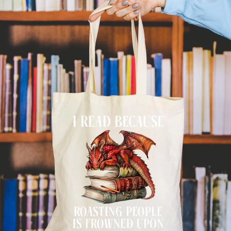 I Read Because Roasting People Is Frowned Upon Dragon Book Premium Tri-Blend Canvas Tote Bag