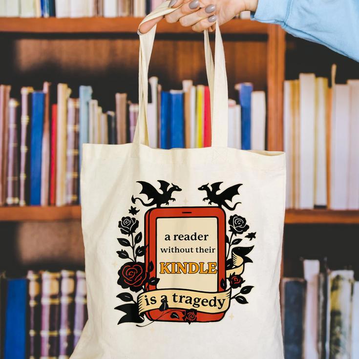 A Reader Without Their Book Is A Tragedy Dragon Rider Quote Canvas Tote Bag