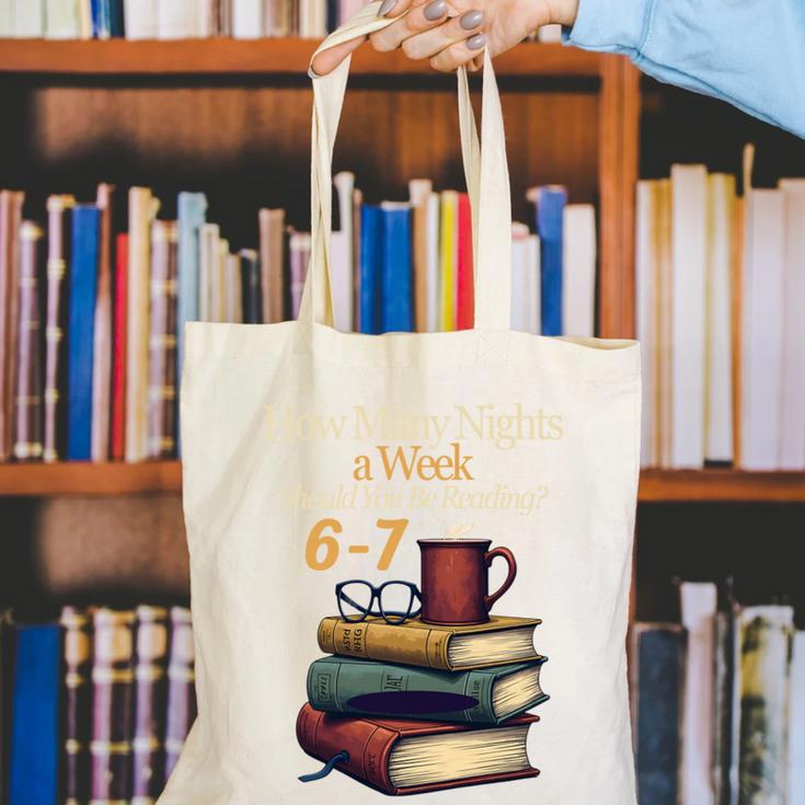 Reading 6 7 Nights Meme English Teacher Bookworm Books Canvas Tote Bag