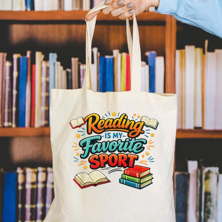 Reading Is My Favorite Sport Book Lover Canvas Tote Bag Reading Is My Favorite Sport Book Lover Canvas Tote Bag