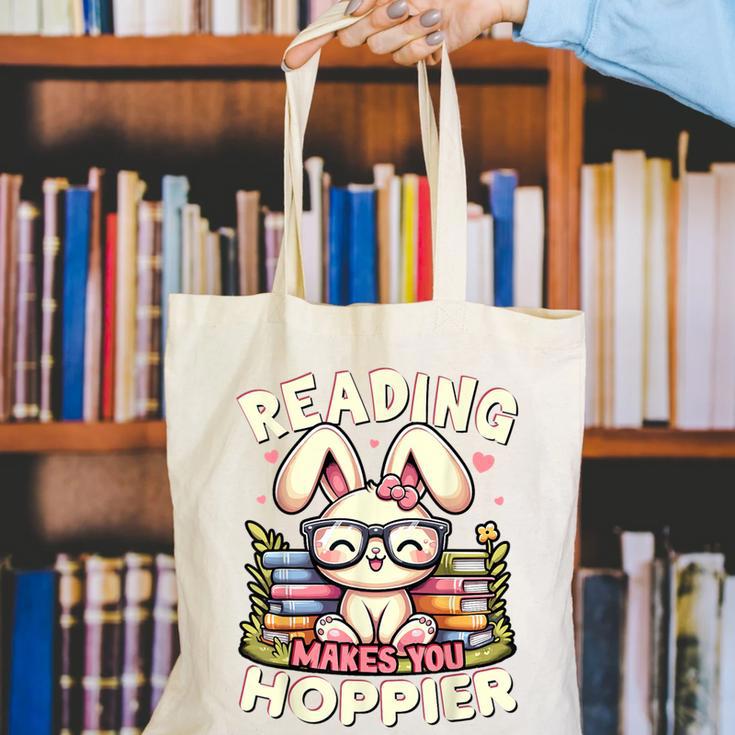 Reading Makes You Hoppier Bunny Book Fans Toddler Kid Canvas Tote Bag Reading Makes You Hoppier Bunny Book Fans Toddler Kid Canvas Tote Bag