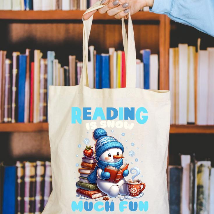 Reading Is Snow Much Fun Christmas Xmas Book Reading Canvas Tote Bag