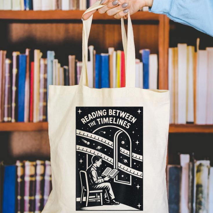 Reading Between The Timelines Time Travel Books Canvas Tote Bag