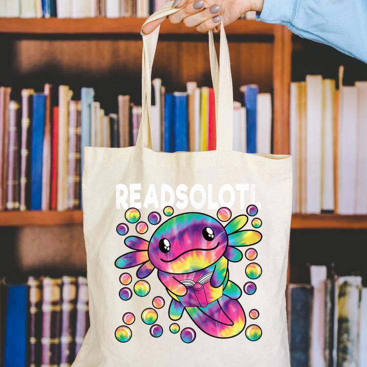 Readsolotl Cute Axolotl Book Lover Reading Women Girls Canvas Tote Bag