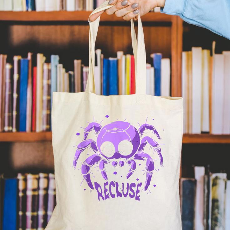Recluse Pastel Goth Spider Shy Introvert Creepy Cute Kawaii Canvas Tote Bag