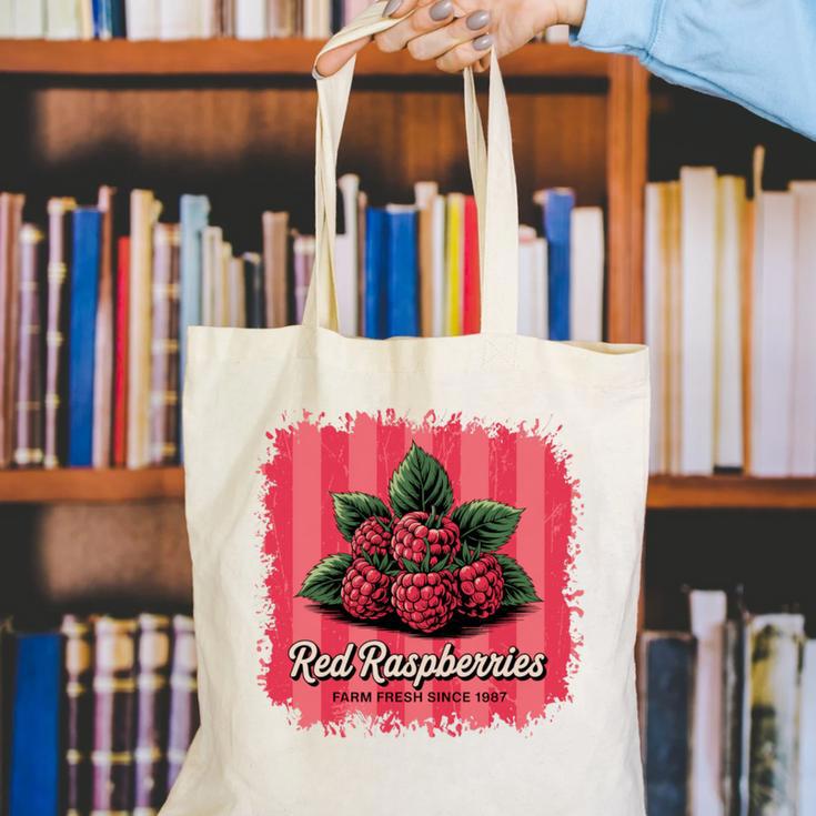 Red Raspberries Farm Fresh Since 1987 Nostalgia Canvas Tote Bag