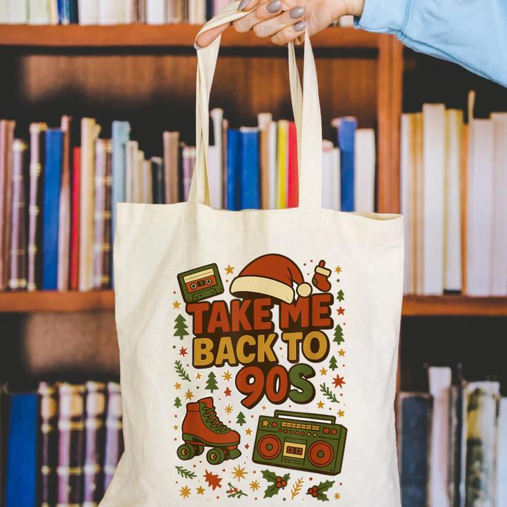 Retro 90s 80s Baby Christmas Holiday Nostalgia Canvas Tote Bag Retro 90s 80s Baby Christmas Holiday Nostalgia Canvas Tote Bag