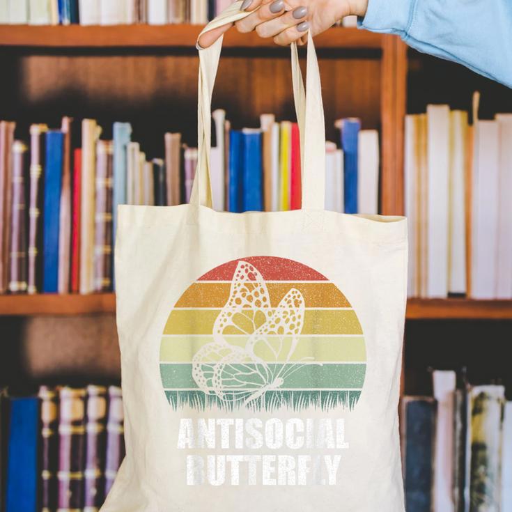 Retro Antisocial Butterfly Shirt For Introverts Canvas Tote Bag