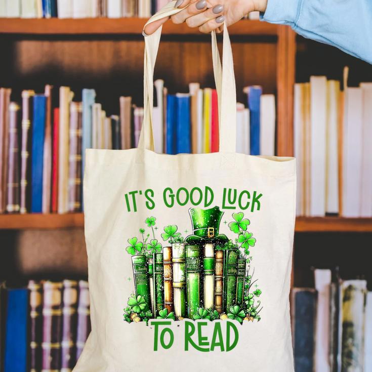 Retro Book Lucky Reading Teacher St Patrick's Day -Adults Small Cotton Blend Polyester Blend Short Sleeve Canvas Tote Bag