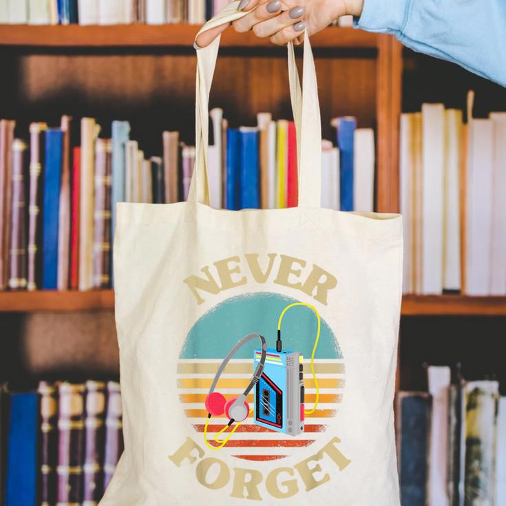 Retro Cassette Player Never Forget Nostalgia Vintage Canvas Tote Bag