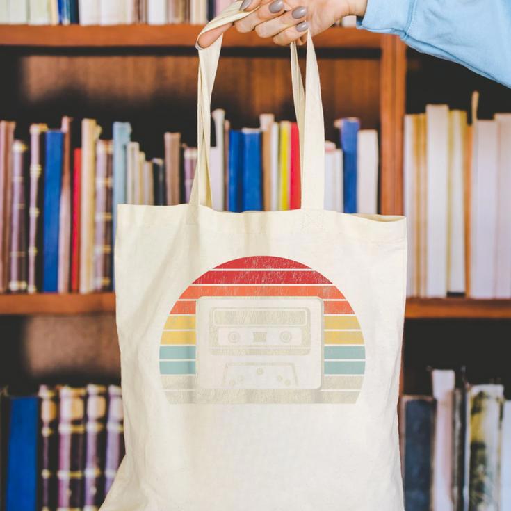 Retro Cassette Tape 80s 90s Nostalgia Canvas Tote Bag Retro Cassette Tape 80s 90s Nostalgia Canvas Tote Bag