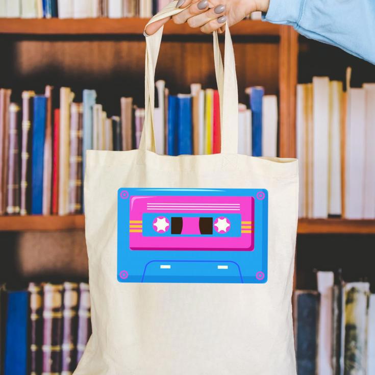 Retro Cassette Tape Tee 90s Nostalgia Aesthetic Canvas Tote Bag Retro Cassette Tape Tee 90s Nostalgia Aesthetic Canvas Tote Bag
