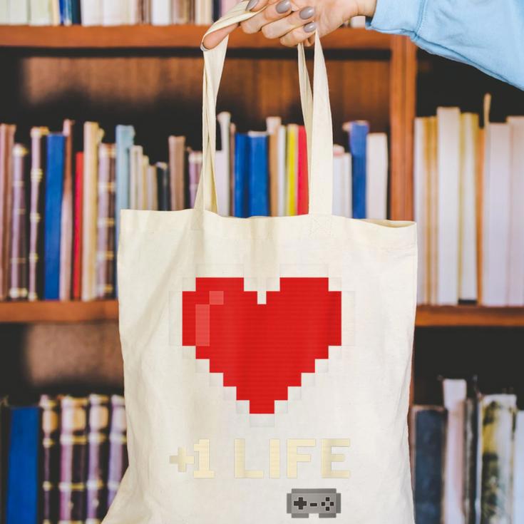 Retro Gamer 1 Life Pixel Heart – 8-Bit Gaming Nostalgia Canvas Tote Bag