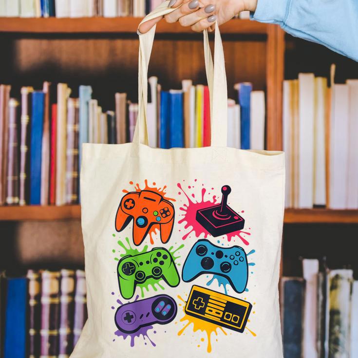 Retro Gamer Controller 80s 90s Video Game Arcade Nostalgia Canvas Tote Bag