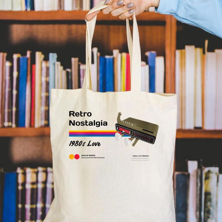 Retro Nostalgia 1980s Love Graphic Canvas Tote Bag