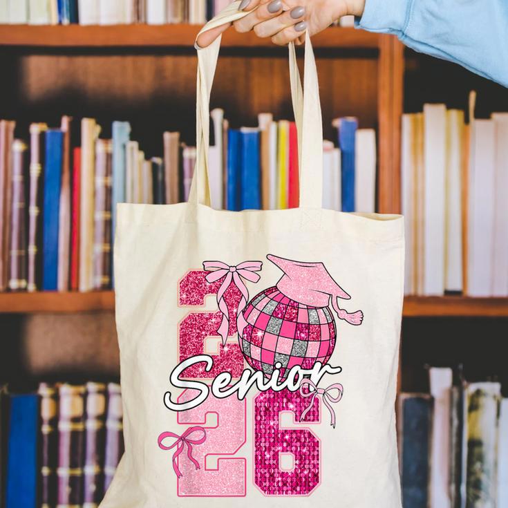 Retro Senior 2026 Coquette Bow Graduation Class Of 2026 Canvas Tote Bag
