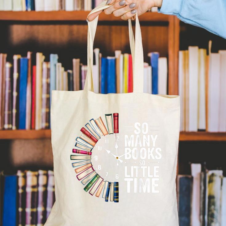 Retro So Many Books Little Time Book Clock Reading Canvas Tote Bag