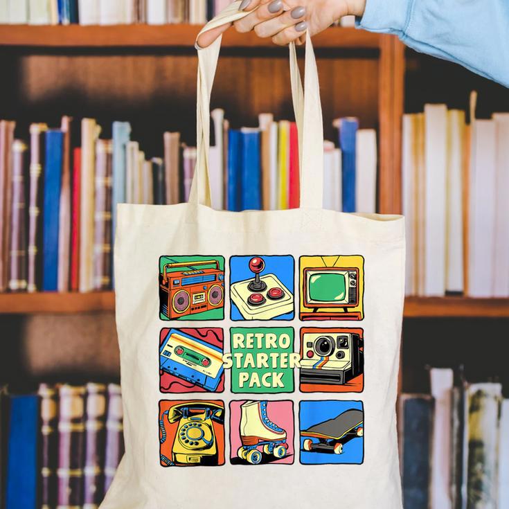 Retro Starter Pack 80s 90s Vintage Nostalgia Cassette Tape Canvas Tote Bag